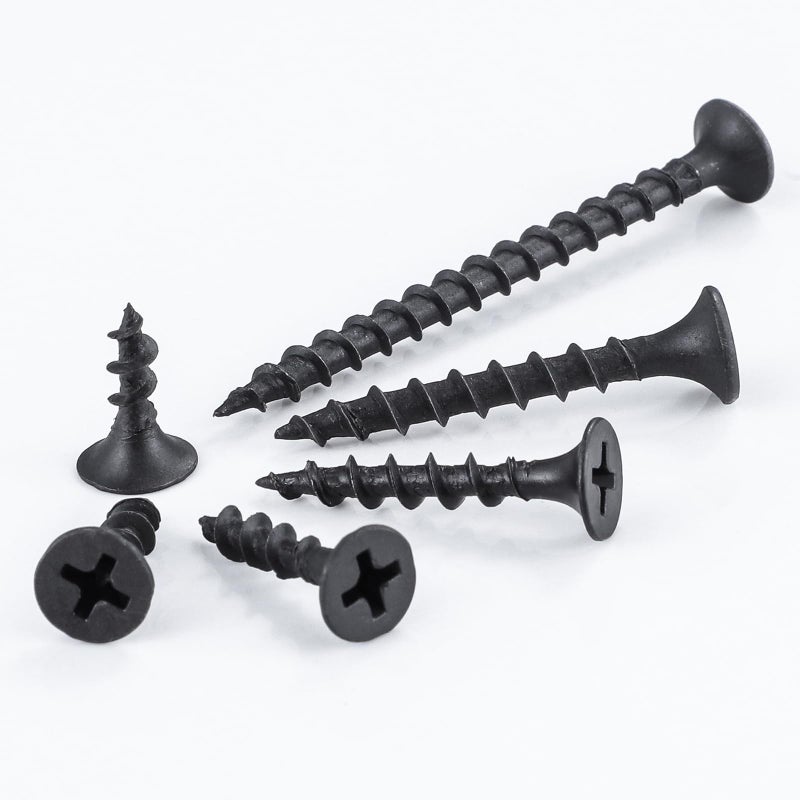 Wensilon (500 pcs)#6X3/4 Black Fastener Drywall Screws-Phillips with coarse Threaded tip, Black, Suitable for Drywall Slate, Wood, etc.(1 pounds) - Image 2